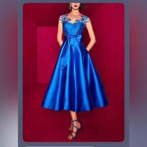 A-Line Illusion Neck Sleeveless Lace/Cocktail Dresses With Bow(s)
